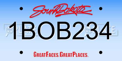 1BOB234 South Dakota License Plate