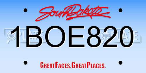 1BOE820 South Dakota License Plate