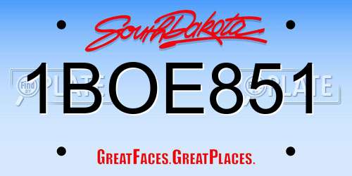 1BOE851 South Dakota License Plate