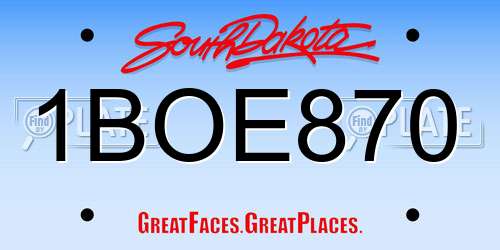 1BOE870 South Dakota License Plate