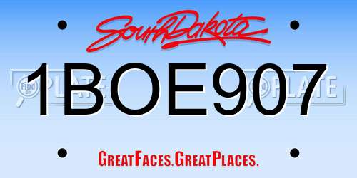 1BOE907 South Dakota License Plate