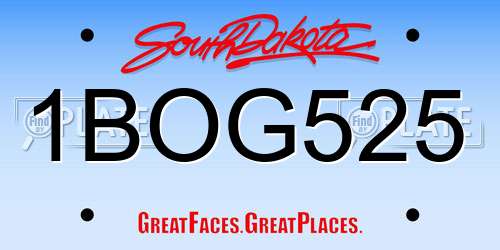 1BOG525 South Dakota License Plate