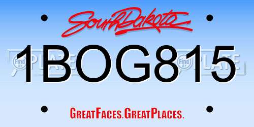 1BOG815 South Dakota License Plate