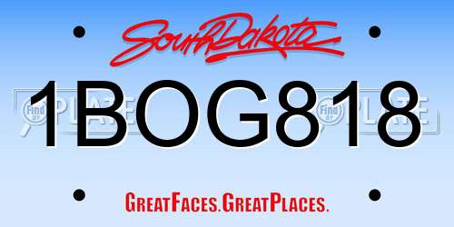 1BOG818 South Dakota License Plate