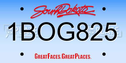 1BOG825 South Dakota License Plate