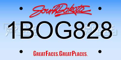 1BOG828 South Dakota License Plate
