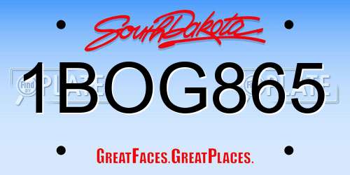 1BOG865 South Dakota License Plate