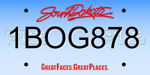 1BOG878 South Dakota License Plate