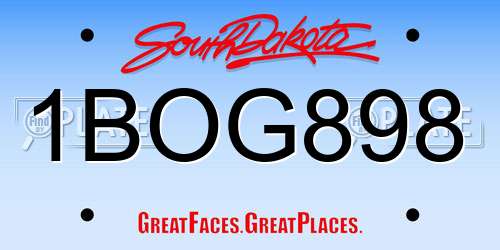 1BOG898 South Dakota License Plate