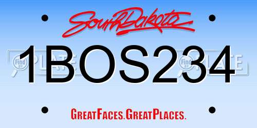 1BOS234 South Dakota License Plate