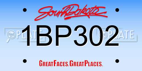 1BP302 South Dakota License Plate