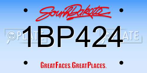 1BP424 South Dakota License Plate