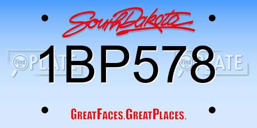 1BP578 South Dakota License Plate