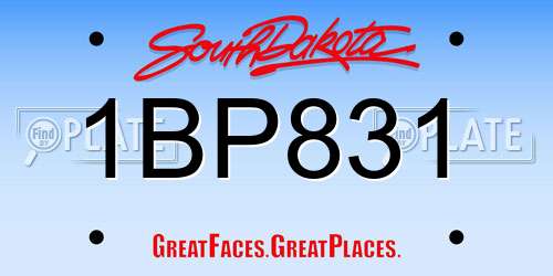 1BP831 South Dakota License Plate