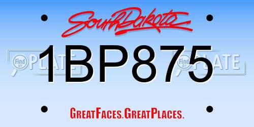1BP875 South Dakota License Plate
