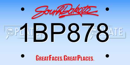 1BP878 South Dakota License Plate