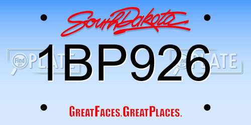 1BP926 South Dakota License Plate