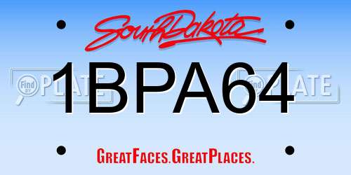 1BPA64 South Dakota License Plate