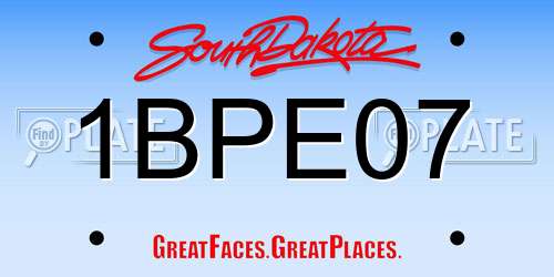 1BPE07 South Dakota License Plate