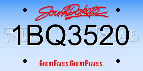 1BQ3520 South Dakota License Plate