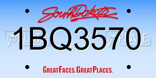 1BQ3570 South Dakota License Plate