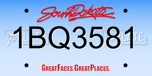 1BQ3581 South Dakota License Plate