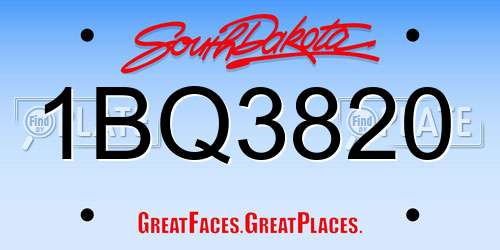 1BQ3820 South Dakota License Plate