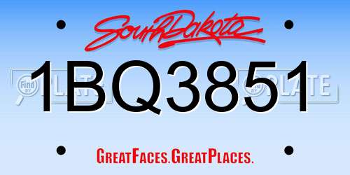 1BQ3851 South Dakota License Plate