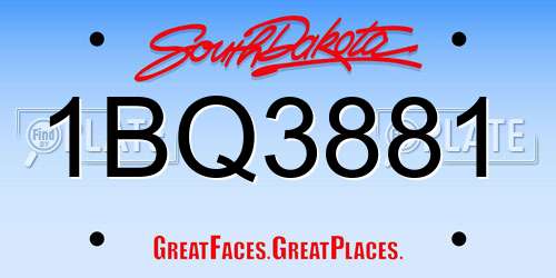 1BQ3881 South Dakota License Plate