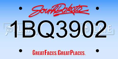 1BQ3902 South Dakota License Plate