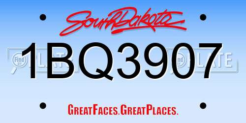 1BQ3907 South Dakota License Plate