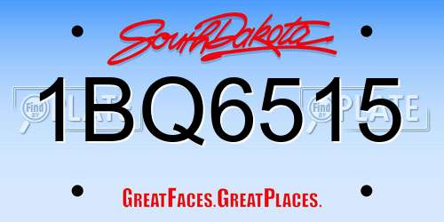 1BQ6515 South Dakota License Plate