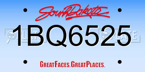 1BQ6525 South Dakota License Plate