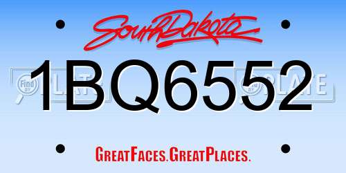 1BQ6552 South Dakota License Plate