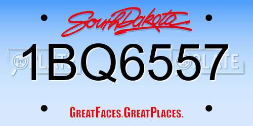 1BQ6557 South Dakota License Plate