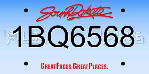 1BQ6568 South Dakota License Plate