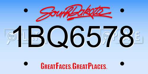1BQ6578 South Dakota License Plate