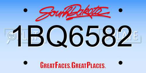 1BQ6582 South Dakota License Plate