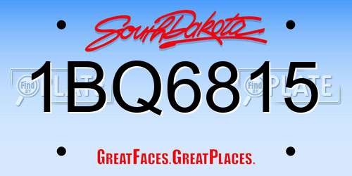 1BQ6815 South Dakota License Plate
