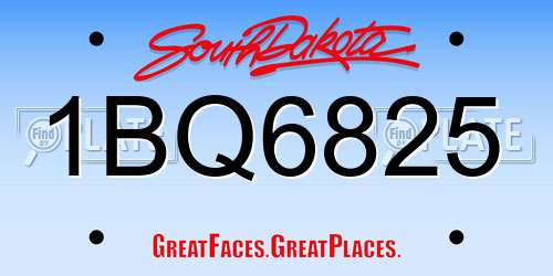 1BQ6825 South Dakota License Plate