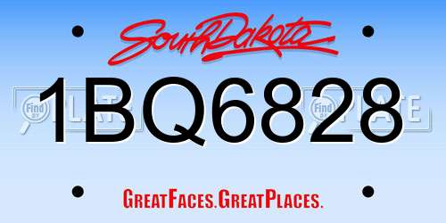 1BQ6828 South Dakota License Plate