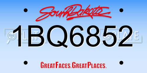 1BQ6852 South Dakota License Plate