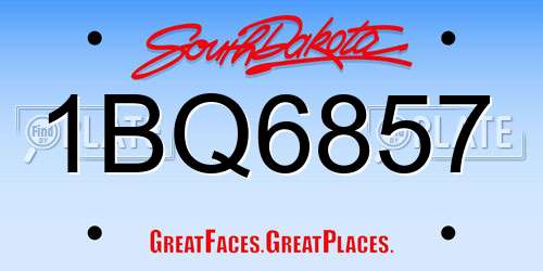1BQ6857 South Dakota License Plate