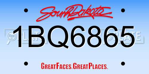 1BQ6865 South Dakota License Plate