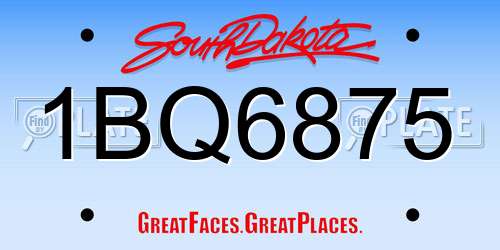 1BQ6875 South Dakota License Plate