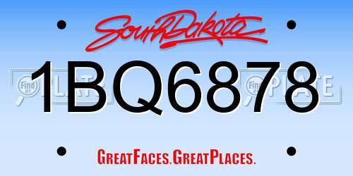 1BQ6878 South Dakota License Plate