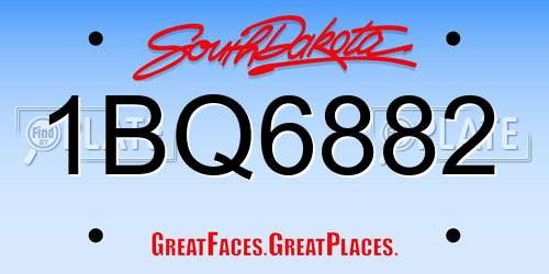 1BQ6882 South Dakota License Plate