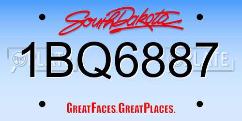 1BQ6887 South Dakota License Plate