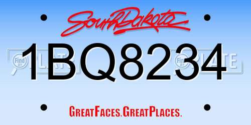 1BQ8234 South Dakota License Plate