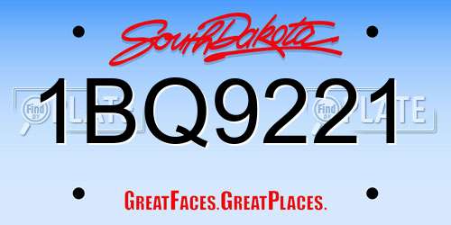 1BQ9221 South Dakota License Plate